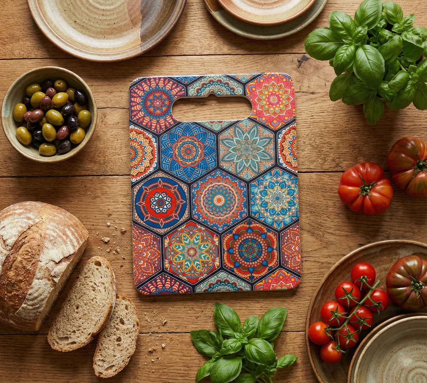 Platou "Boho Vibes" cu Model Hexagonal